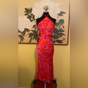 SOLD - Olivaceous Halter Pink Floral Maxi Dress